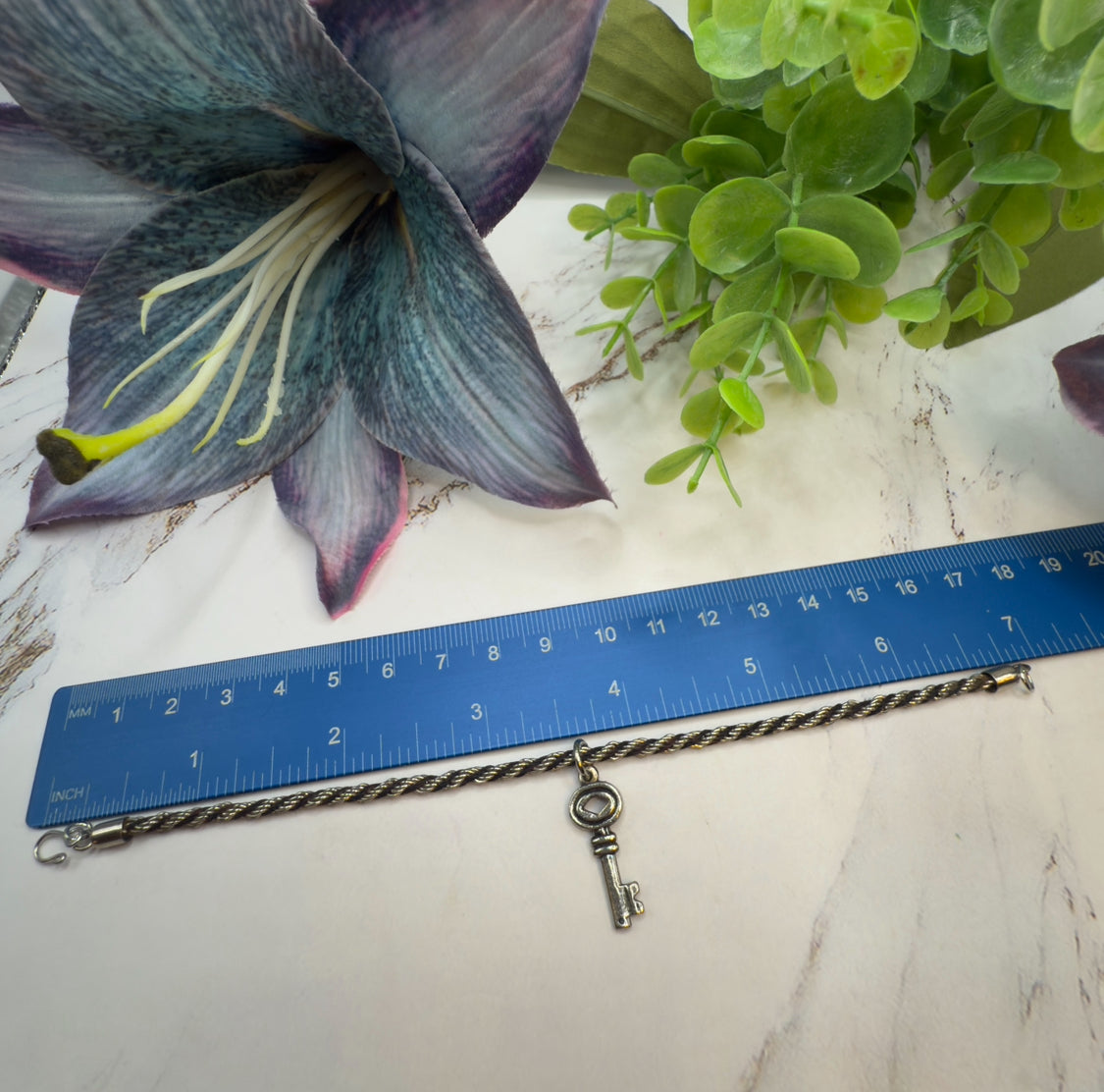 Black Silver Rope Chain Key Charm Doll Necklace• 18 Inch Fashion Doll Jewelry