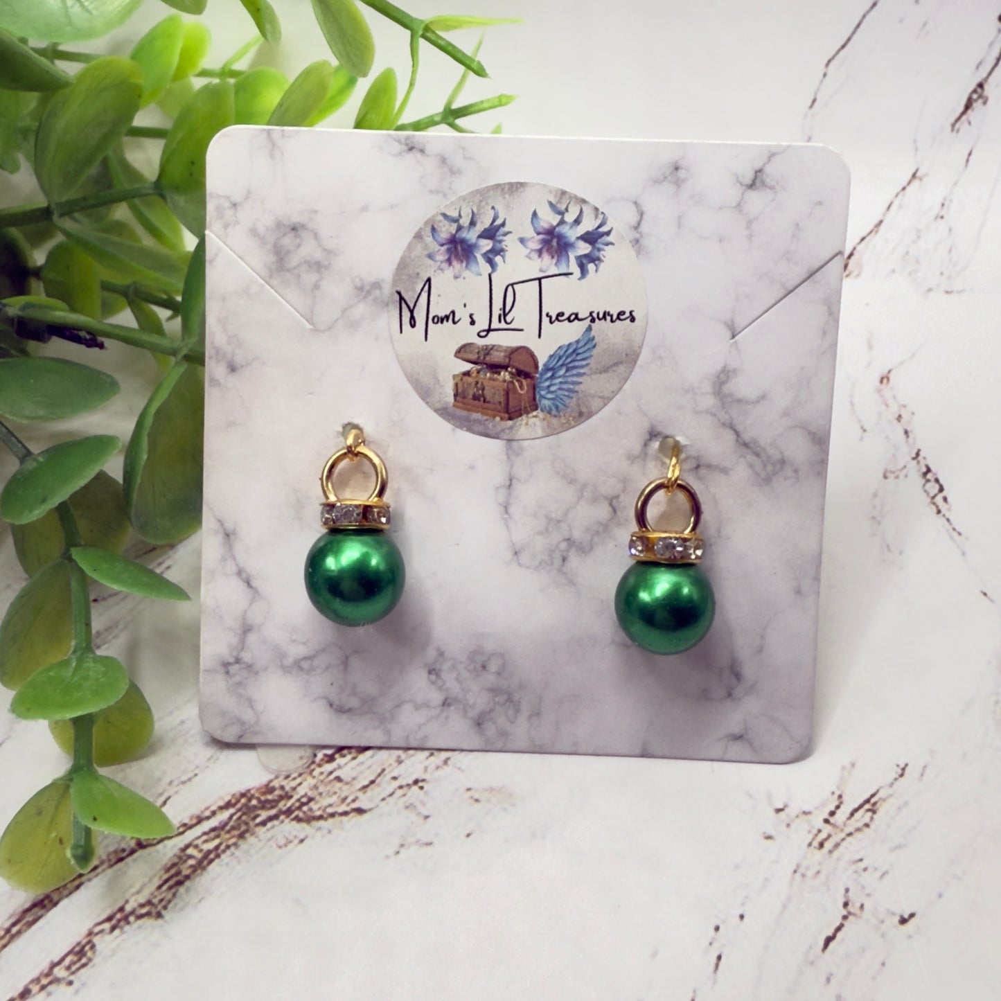 Green Christmas Ornament Charm Dangle Doll Earrings • 18 Inch Fashion Doll Jewelry