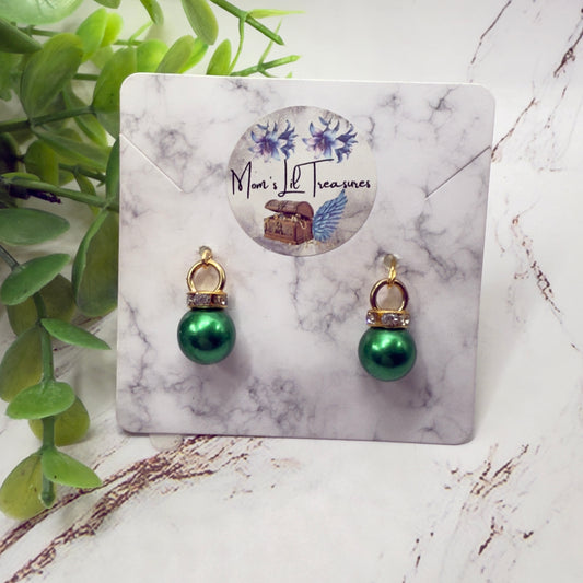 Green Christmas Ornament Charm Dangle Doll Earrings • 18 Inch Fashion Doll Jewelry