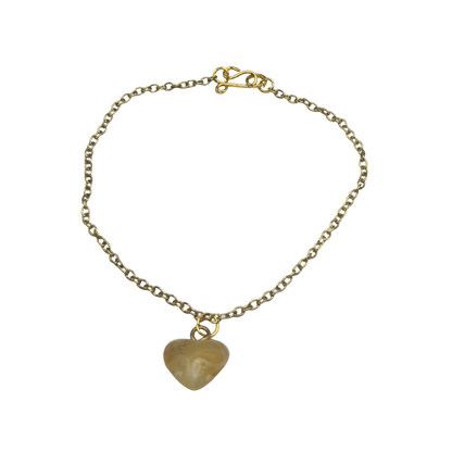 Golden Beige Heart Charm Gold Doll Necklace • 18 Inch Fashion Doll Jewelry