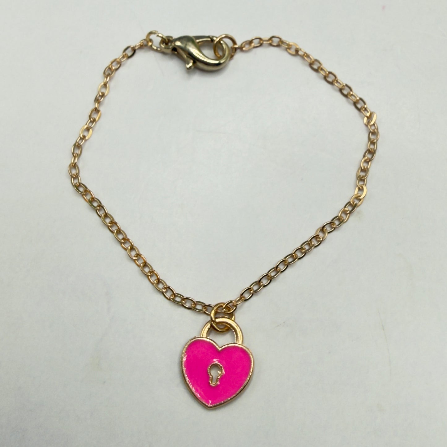 Pink Heart Lock Charm Doll Necklace • 18 Inch Fashion Doll Jewelry