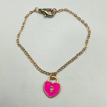 Pink Heart Lock Charm Doll Necklace • 18 Inch Fashion Doll Jewelry