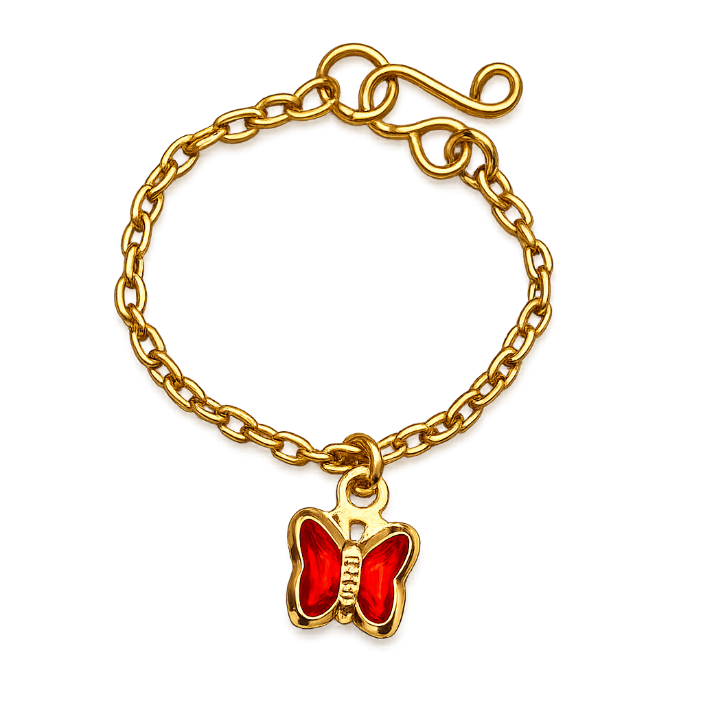 Gold Chain Red Crystal Butterfly Charm Doll Necklace • 16 Inch Fashion Doll Jewelry