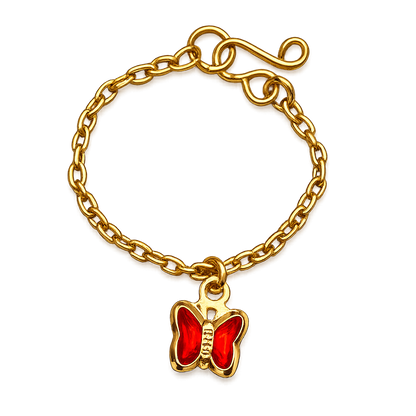 Gold Chain Red Crystal Butterfly Charm Doll Necklace • 16 Inch Fashion Doll Jewelry