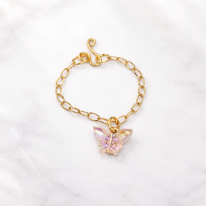 Light Pink Acrylic Butterfly Charm Gold Doll Necklace for 10-12 Inch Fashion Dolls 1:6
