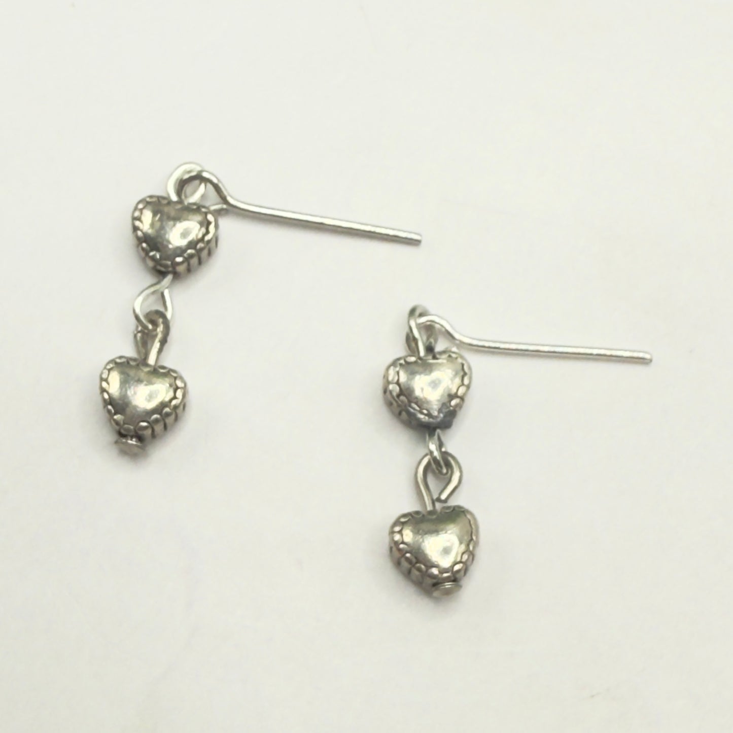 Double Silver Heart Dangle Doll Earrings • 18 Inch Fashion Doll Jewelry