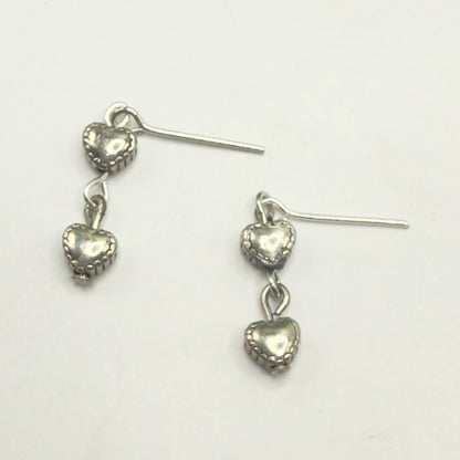 Double Silver Heart Dangle Doll Earrings • 18 Inch Fashion Doll Jewelry