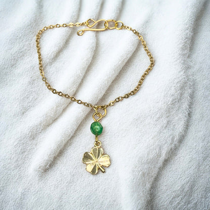 Gold Clover Charm Green Crystal Accent Doll Necklace • 14 Inch Fashion Doll Jewelry