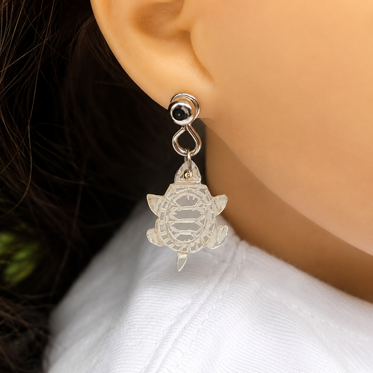 MOP Turtle Design Doll Earring DANGLE ONLY • 18” Doll Jewelry