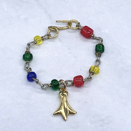 Multi Color Glass Bead Gold Charm Doll Necklace • 16 inch Fashion Doll Jewelry