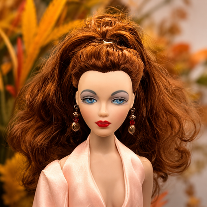 Red Glass Round Copper Dangle Doll Earrings • 16 Inch Fashion Doll Jewelry