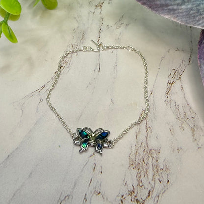 Blue Turquoise Enamel Butterfly Charm Silver Doll Necklace • 18 Inch Fashion Doll Jewelry