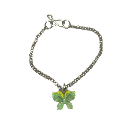 Green Yellow Butterfly Charm Silver Doll Necklace • 14 Inch Fashion Doll Jewelry