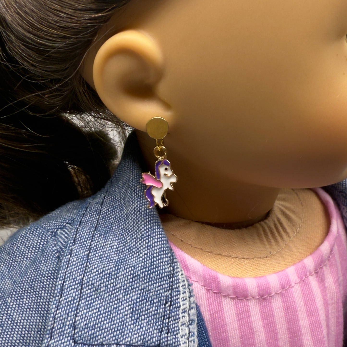 Unicorn Charm Doll Earring DANGLE ONLY •  Fits 2mm Post Earrings • 18” Fashion Doll Jewelry