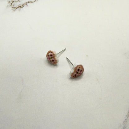Beige Pink Lattice Design Heart Post Doll Earrings • 18 Inch Fashion Doll Jewelry