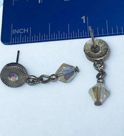 Rhinestone Clear Crystal Silver Tone Dangle Post Doll Earrings for 18 Inch Doll