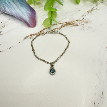 Dark Blue Round Rhinestone Pendant Doll Necklace • 16 Inch Fashion Doll Jewelry