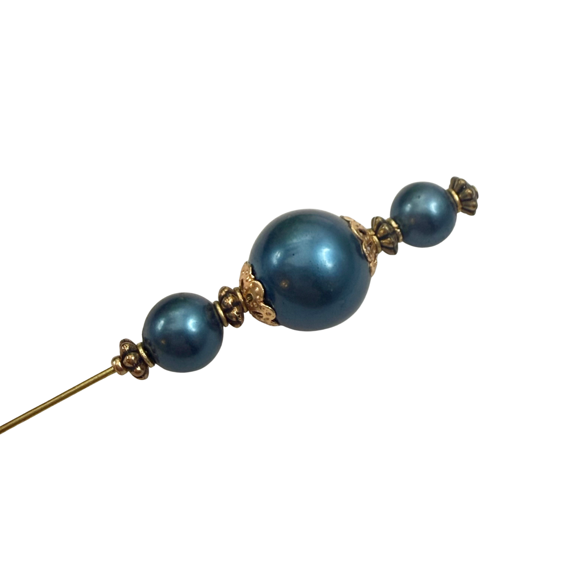 ✨ Handmade Vintage-Inspired Hatpin | Stick Pin | Hat Accessory | Sweater & Hijab Pin | Decorative Jewelry Gift for Her ✨

Dark Petrol Blue Faux Pearl Stacked Beads with Gold Tone Filigree Bead Accents Hatpin - 6 Inch