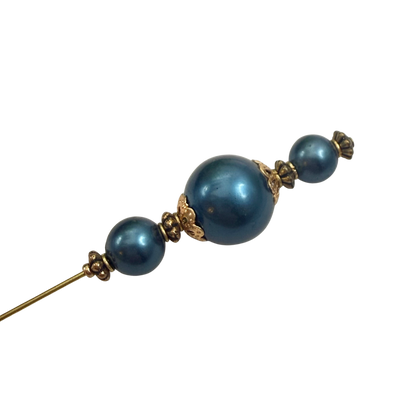✨ Handmade Vintage-Inspired Hatpin | Stick Pin | Hat Accessory | Sweater & Hijab Pin | Decorative Jewelry Gift for Her ✨

Dark Petrol Blue Faux Pearl Stacked Beads with Gold Tone Filigree Bead Accents Hatpin - 6 Inch