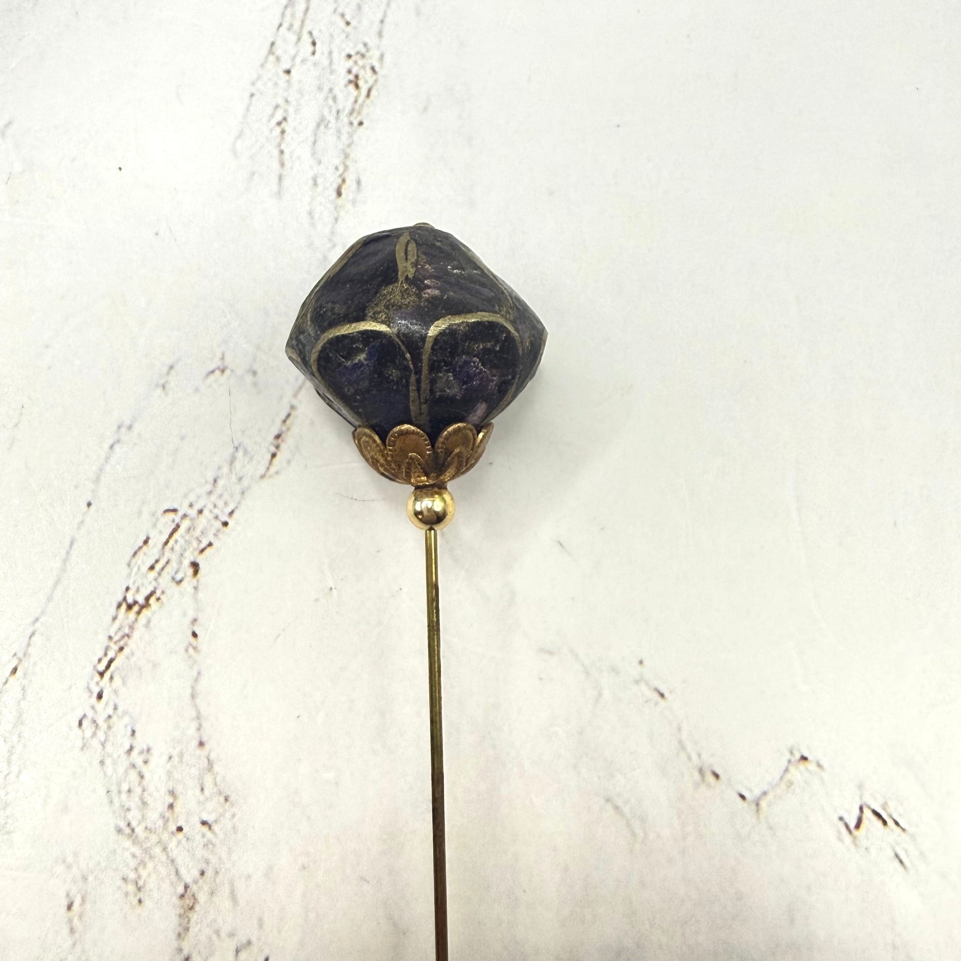 ✨Handmade Vintage-Inspired Hatpin | Stick Pin | Hat Accessory | Sweater & Hijab Pin | Decorative Jewelry Gift for Her ✨

Deep Purple Gold Tone Contour Lines Painted Metal Floral Bud Shape Gold Tone Accents - 6 Inch