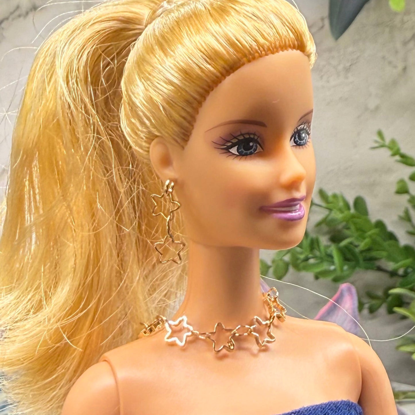 Open Work Gold Star Chain Doll Necklace & Earrings Set for 10-12 Inch 1:6 Fashion Doll