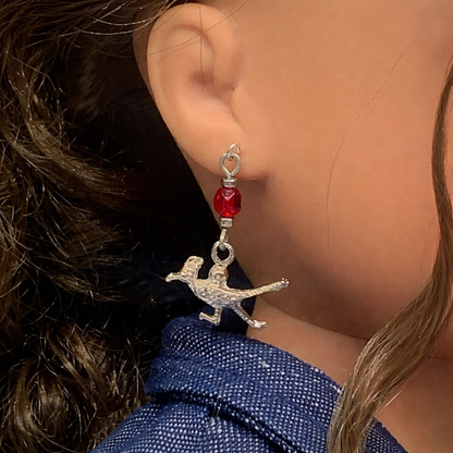 Red Glass Crystal Roadrunner Dangle Doll Earrings • 18 Inch Fashion Doll Jewelry