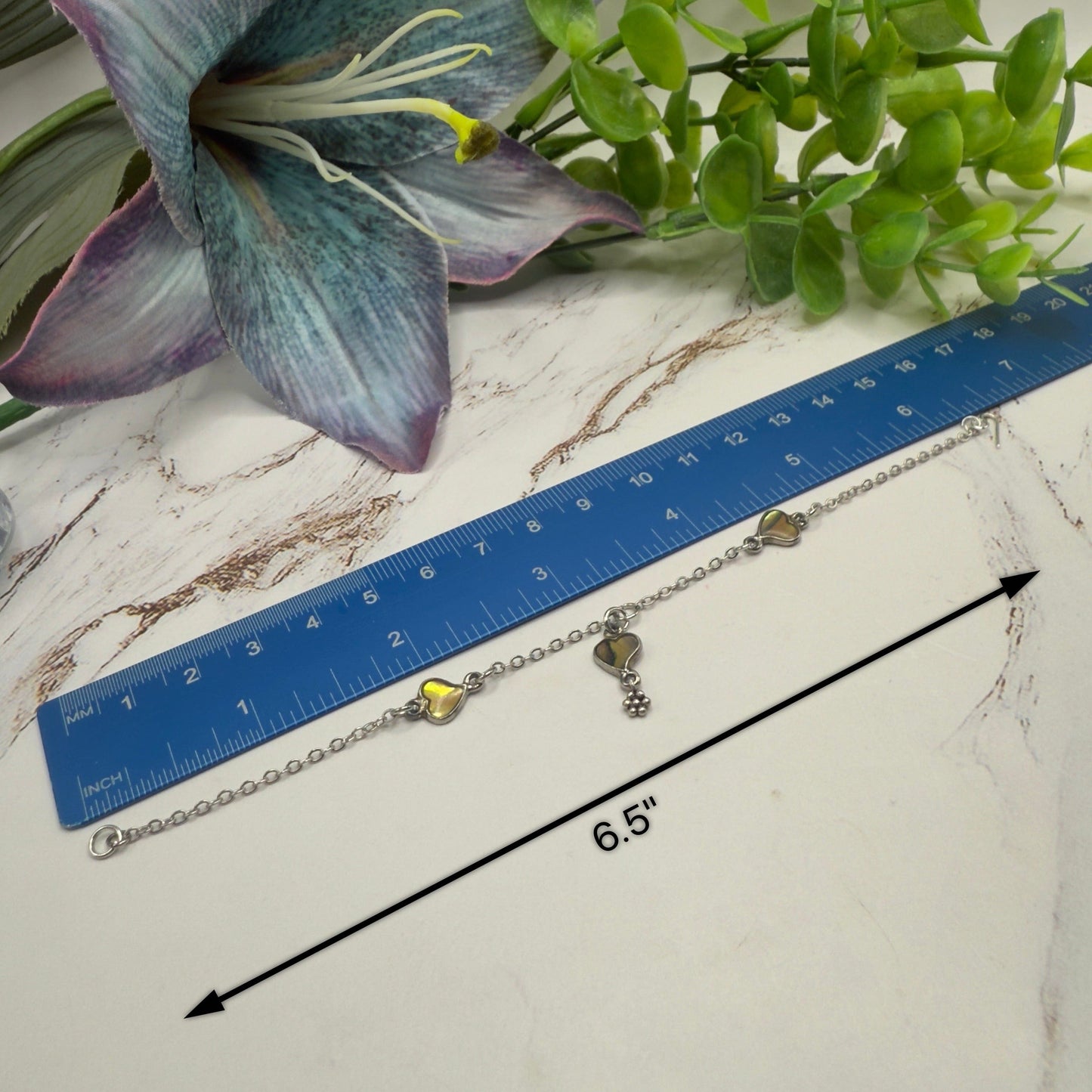 Green Multi Tone Abalone Heart Charm Y-Style Doll Necklace • 18 Inch Fashion Doll Jewelry