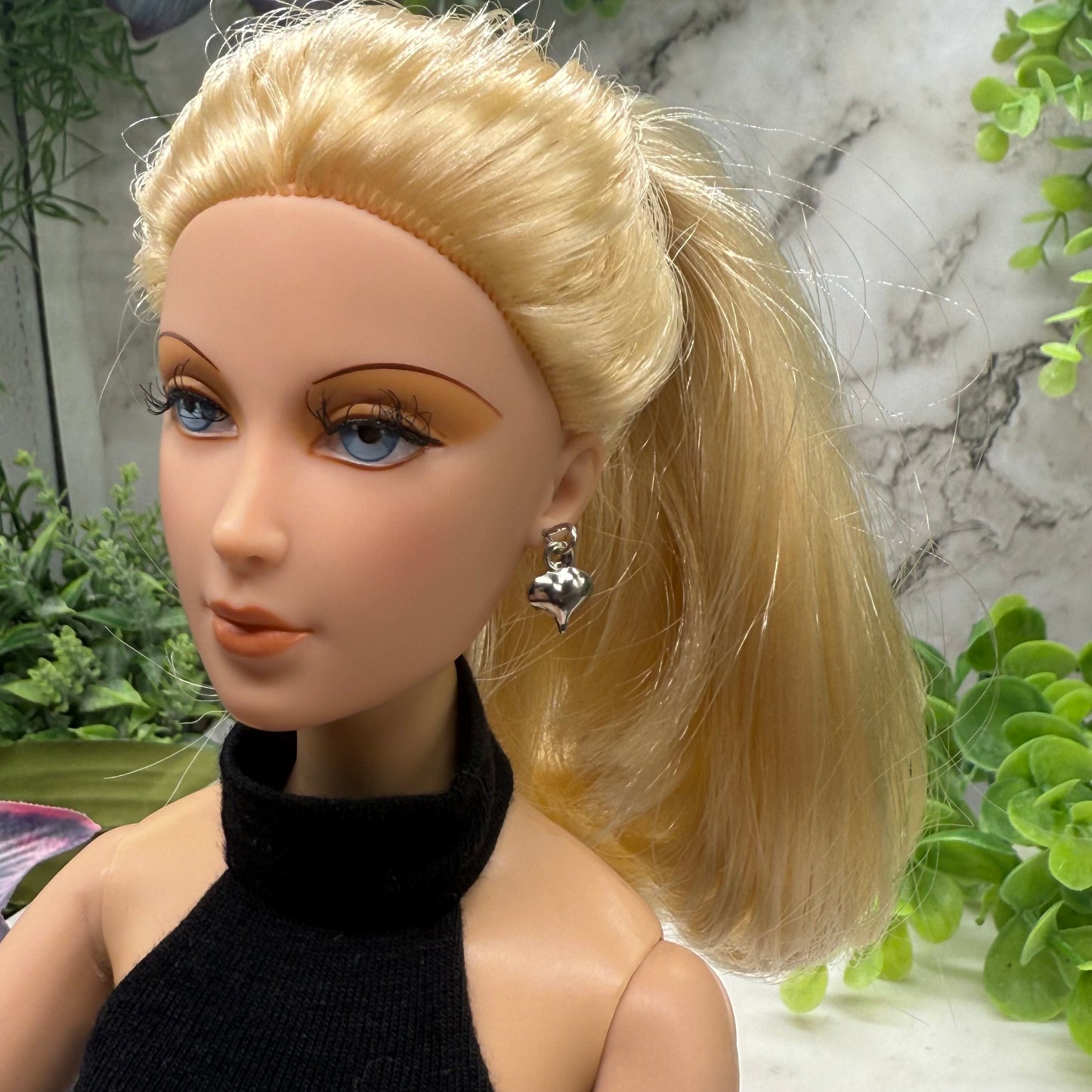 Silver Heart Dangle Doll Earrings • 16 Inch Fashion Doll Jewelry