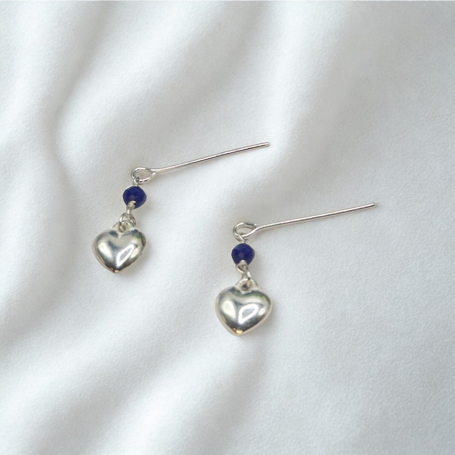 Silver Heart Blue Crystal Dangle Doll Earrings • 18 Inch Fashion Doll Jewelry