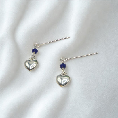 Silver Heart Blue Crystal Dangle Doll Earrings • 18 Inch Fashion Doll Jewelry