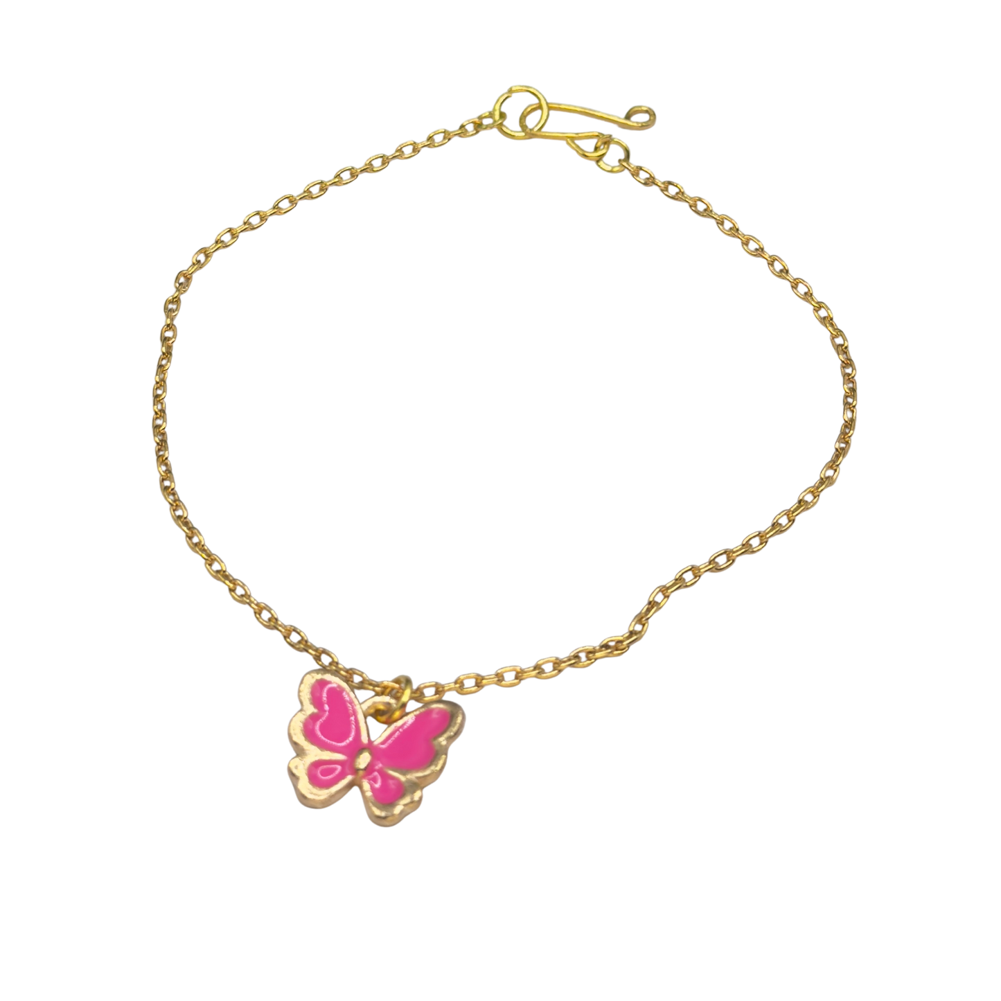 Pink Enamel Butterfly Charm Gold Doll Necklace • 18 Inch Fashion Doll Jewelry