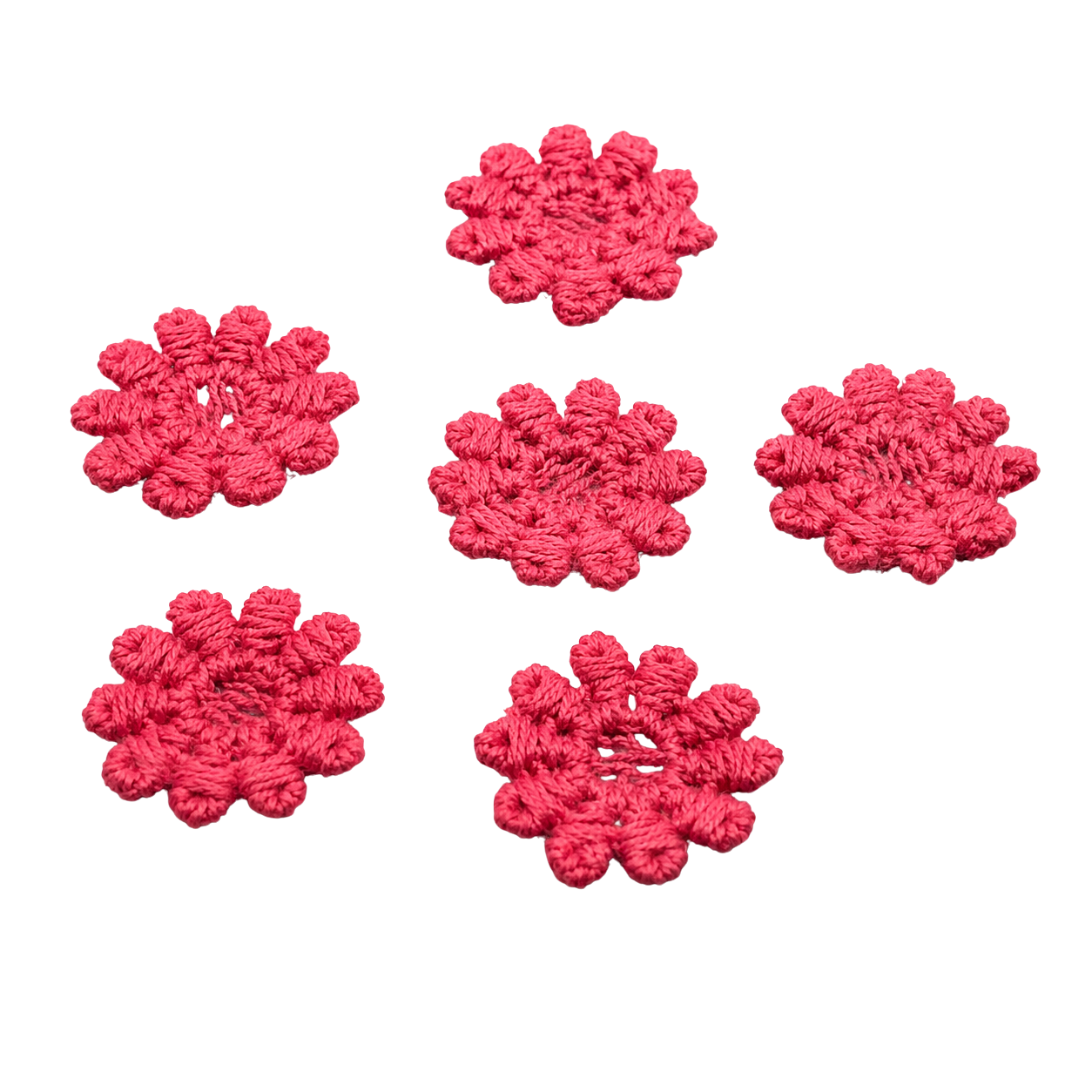 Set Of Six Pink Crochet Fabric Doilies Doily • Dollhouse Miniature Decor