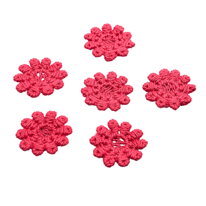 Set Of Six Pink Crochet Fabric Doilies Doily • Dollhouse Miniature Decor