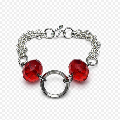 Red Faceted Acrylic Crystal Silver Ring Doll Necklace • 16 Inch Fashion Doll Jewelry