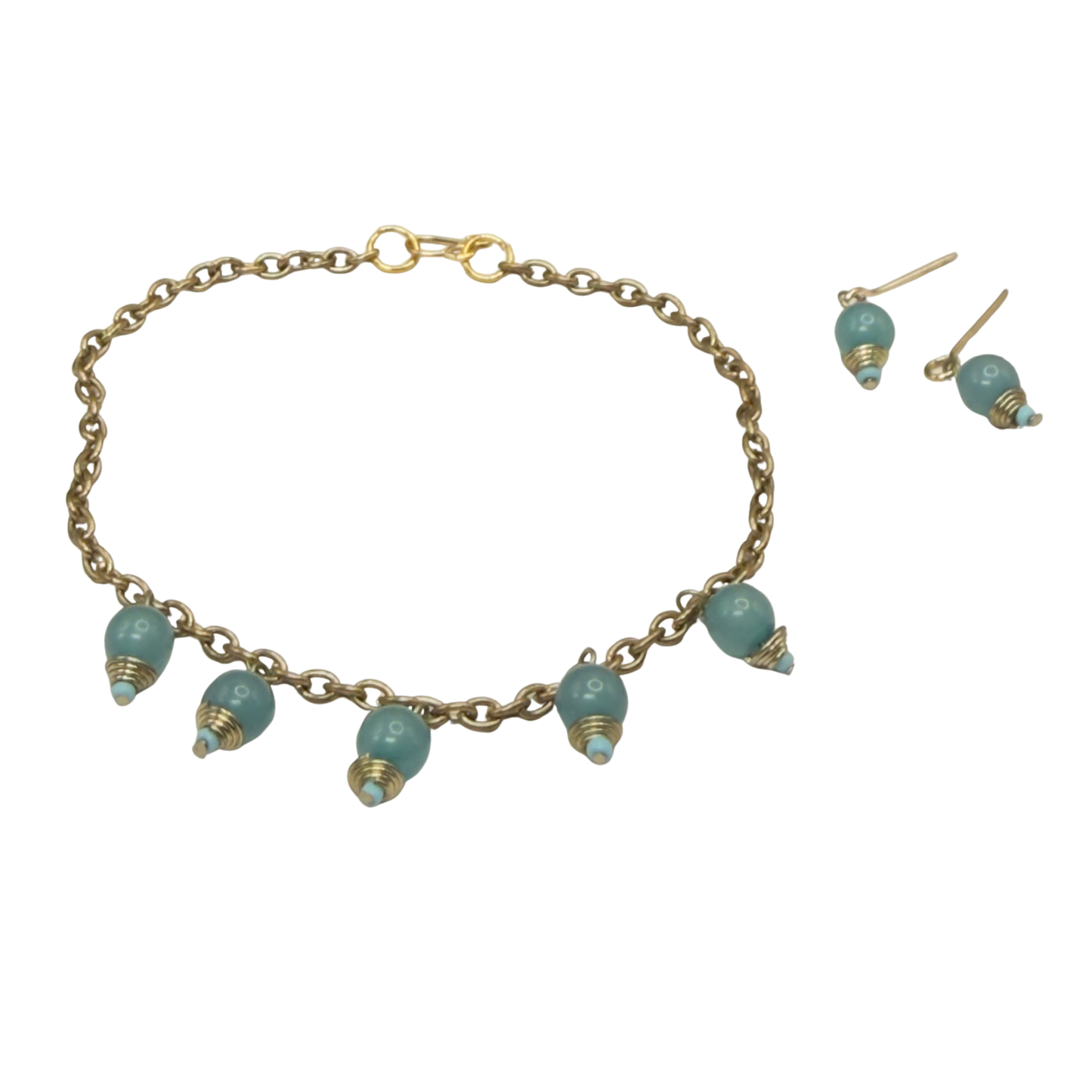 Dusty Blue Dangle Doll Necklace & Earrings Set • 18 Inch Fashion Doll Jewelry