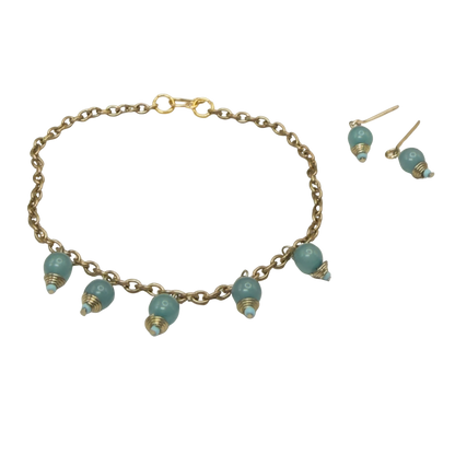 Dusty Blue Dangle Doll Necklace & Earrings Set • 18 Inch Fashion Doll Jewelry