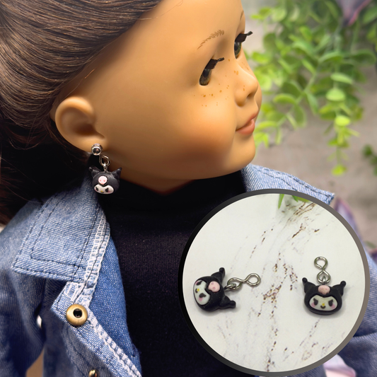 Kuromi Sanrio Charm Doll Earring DANGLE ONLY • 18” Fashion Doll Jewelry
