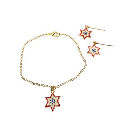 Red White Blue Star Charm Doll Necklace & Earrings Set for 18 Inch Fashion Doll