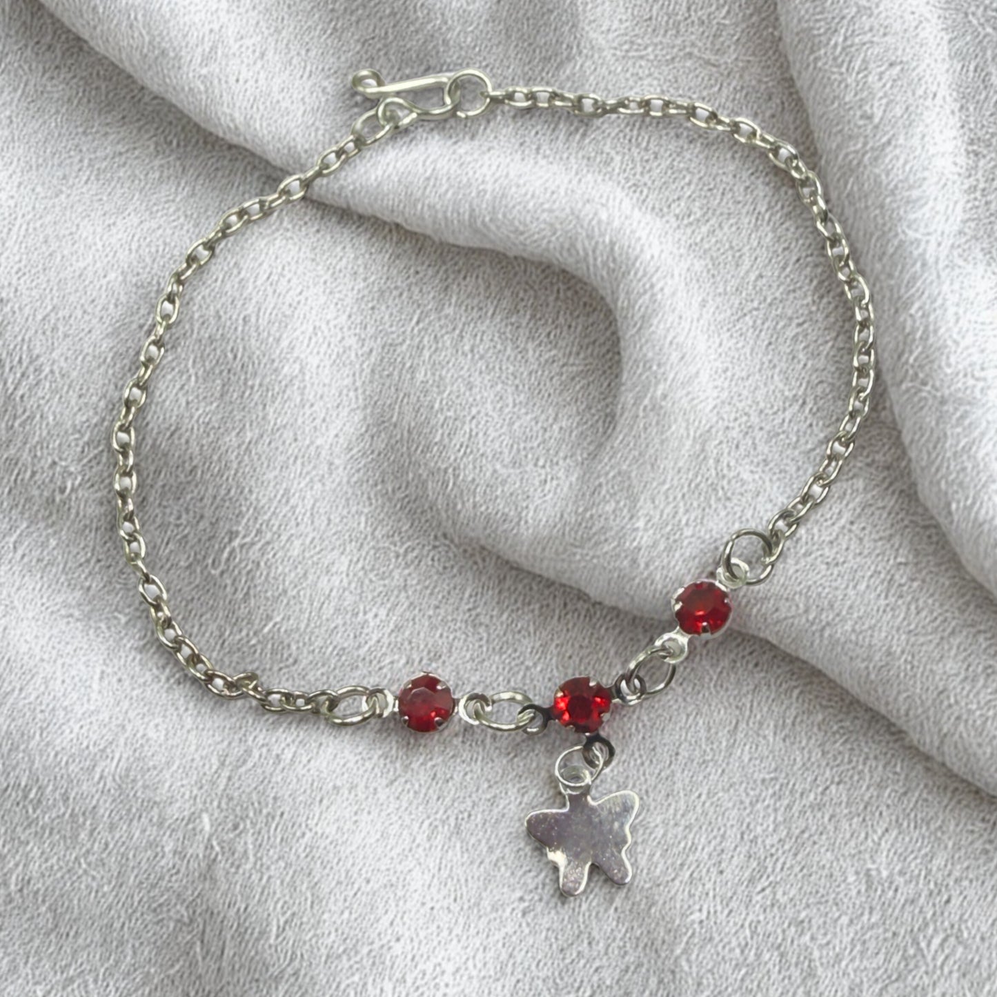 Silver Butterfly Charm Red Rhinestone Accent Doll Necklace • 18 Inch Fashion Doll Jewelry