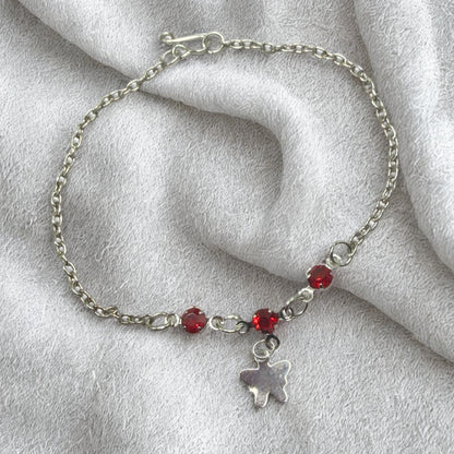 Silver Butterfly Charm Red Rhinestone Accent Doll Necklace • 18 Inch Fashion Doll Jewelry