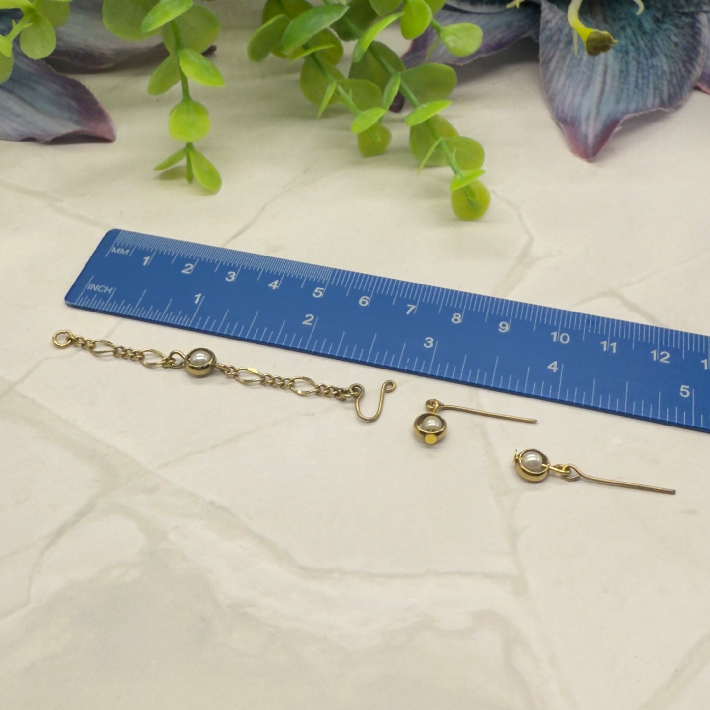 Gold Hoop Circle Pearl Chain Doll Necklace Earring Set • 16 Inch Fashion Doll Jewelry