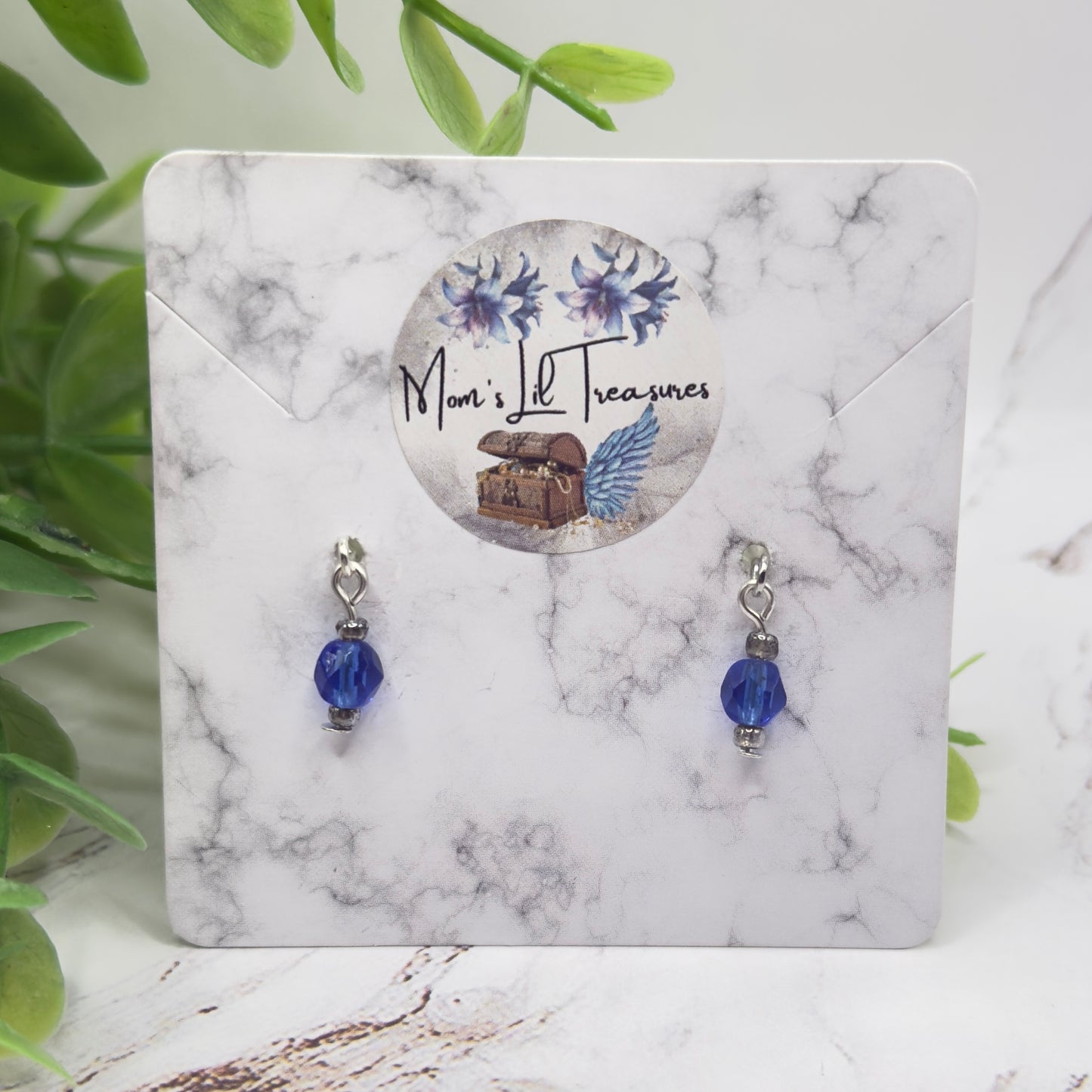 Blue Glass Crystal Dangle Earrings • 14 Fashion Doll Jewelry