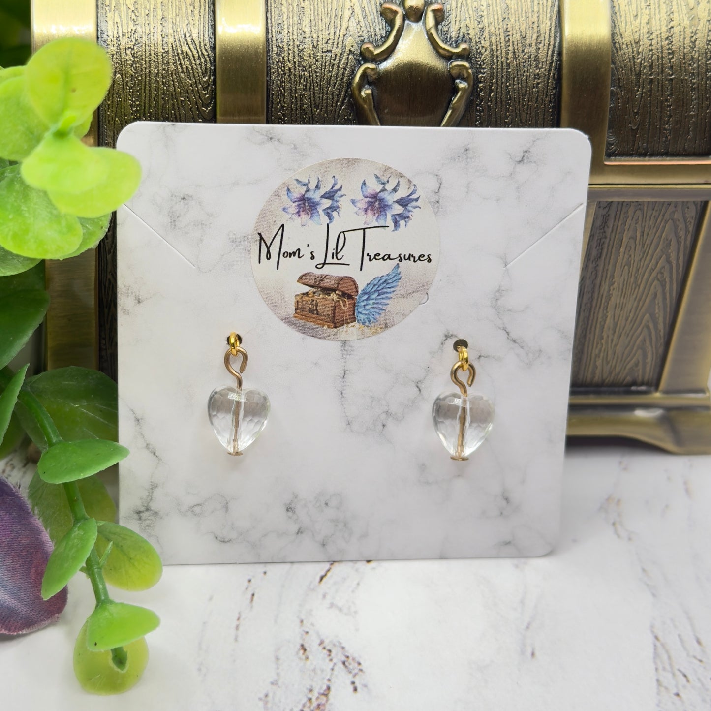 Clear Acrylic Crystal Heart Doll Earrings • 18 Inch Fashion Doll Jewelry