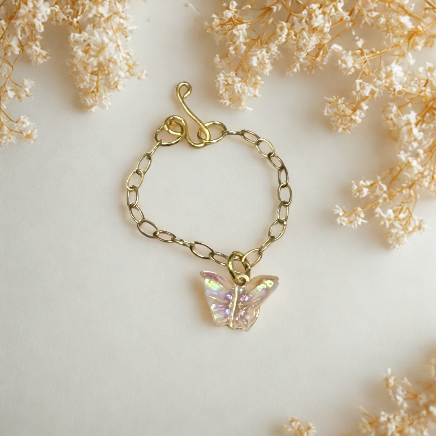Light Pink Acrylic Butterfly Charm Gold Doll Necklace for 10-12 Inch Fashion Dolls 1:6