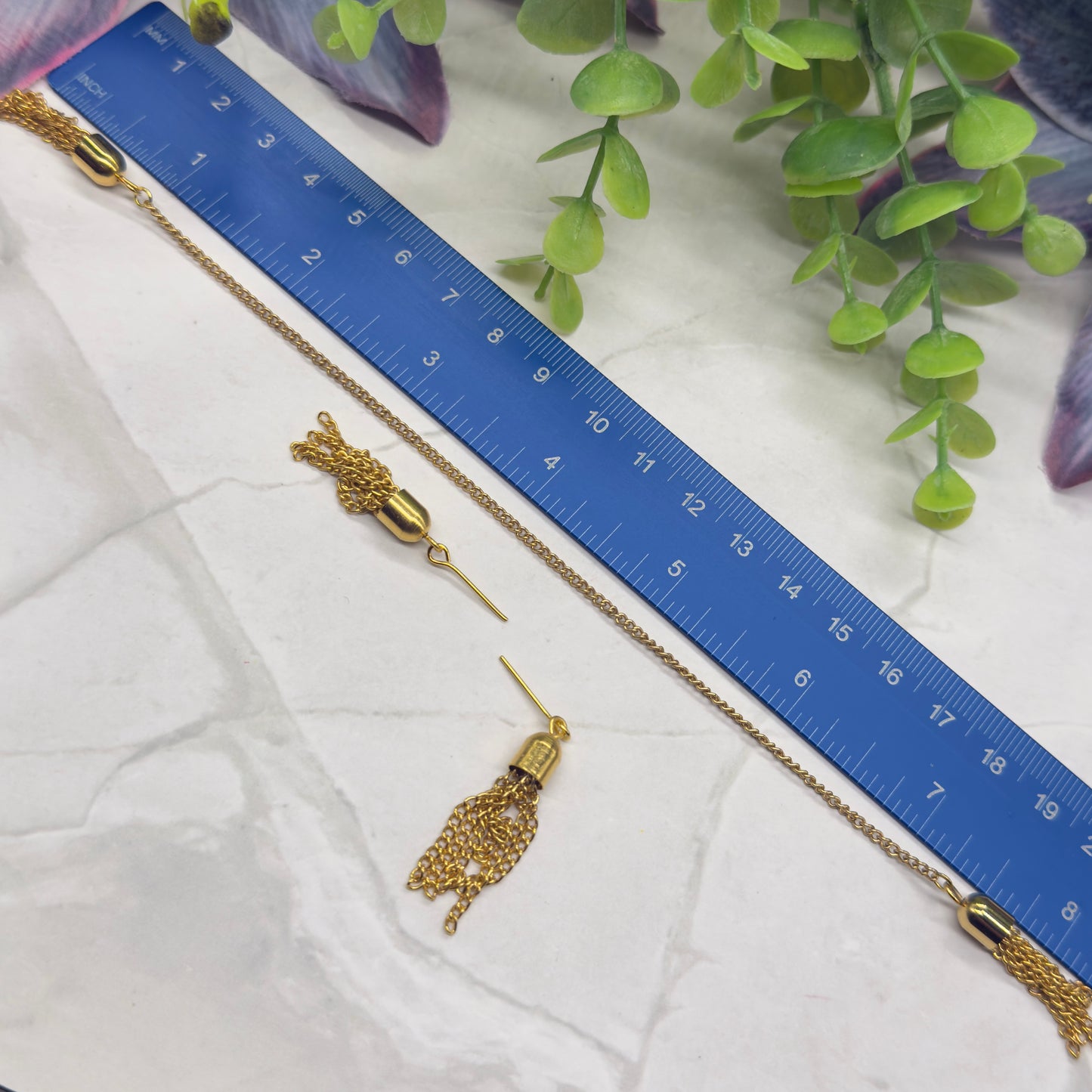 Gold Chain Tassel Wrap Doll Necklace Earring Set • 16 Inch Doll Jewelry