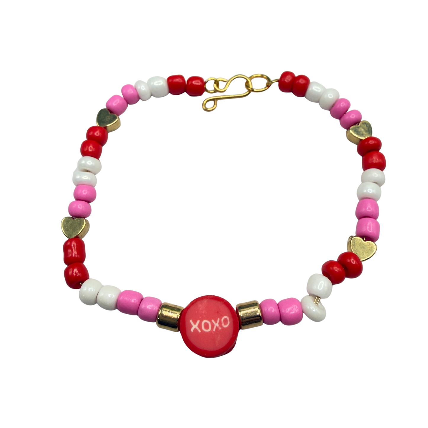 XOXO Pink Red White Beaded Doll Necklace Valentine’s Day• 18 Inch Fashion Doll Jewelry