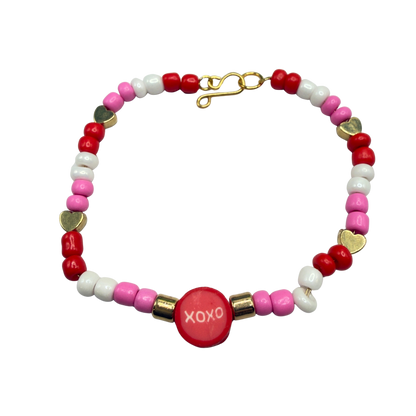 XOXO Pink Red White Beaded Doll Necklace Valentine’s Day• 18 Inch Fashion Doll Jewelry