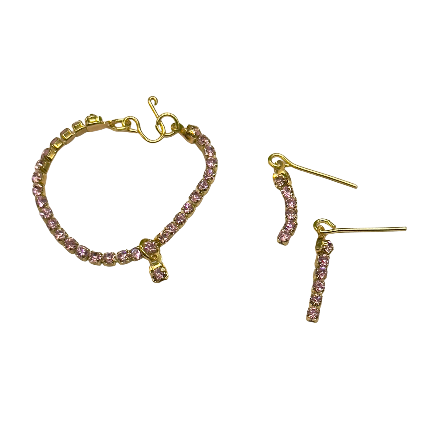 Pink Rhinestone Doll Necklace Earrings Set • 16” Fashion Doll Jewelry