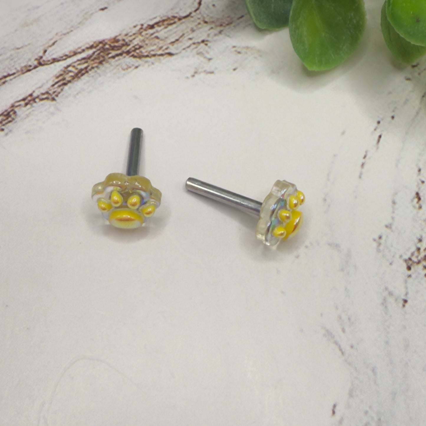 Yellow Paw Print Post Doll Earrings • 2mm Post fit 18 Inch Fashion Doll