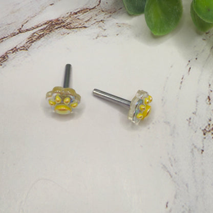 Yellow Paw Print Post Doll Earrings • 2mm Post fit 18 Inch Fashion Doll